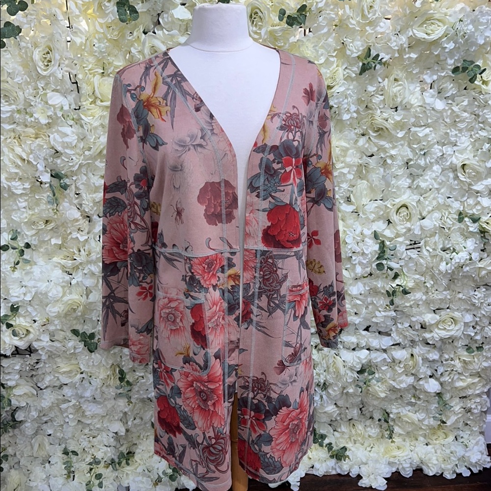 Floral Open Front Cardigan